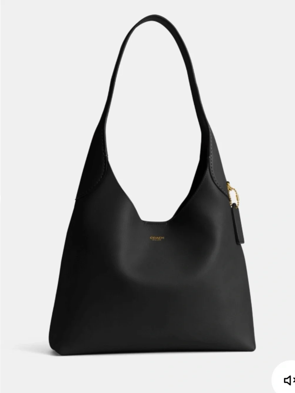 Coach Black Leather Shoulder Hobo with Gold Accent